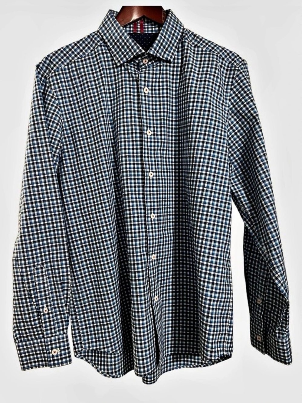 Robert Graham Modern American Blue Check Long Sleeve Button-Down Shirt